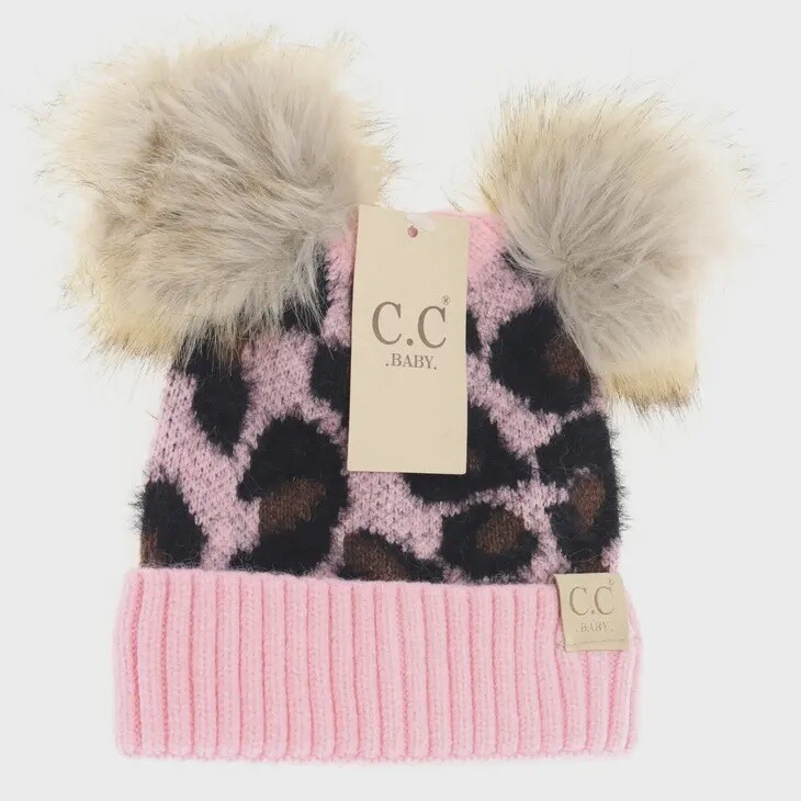 Baby Leopard Double Pom, Colour: Baby Pink