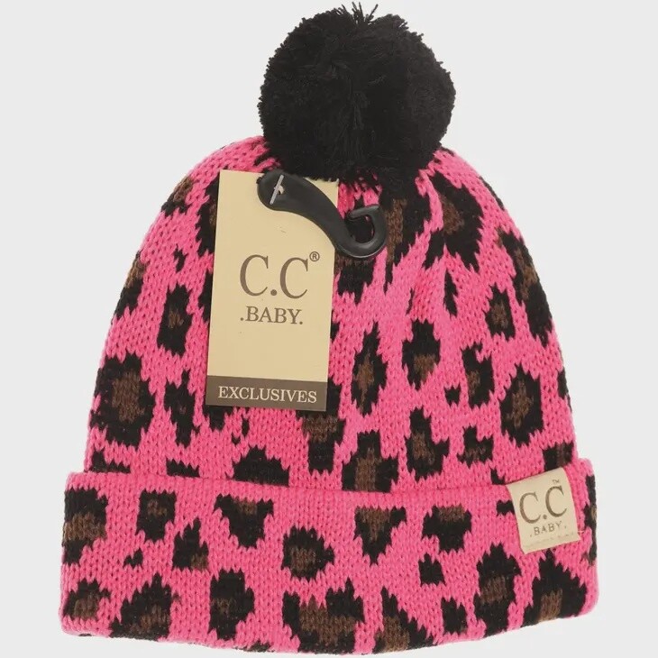 Baby Leopard Single Pom Beanie