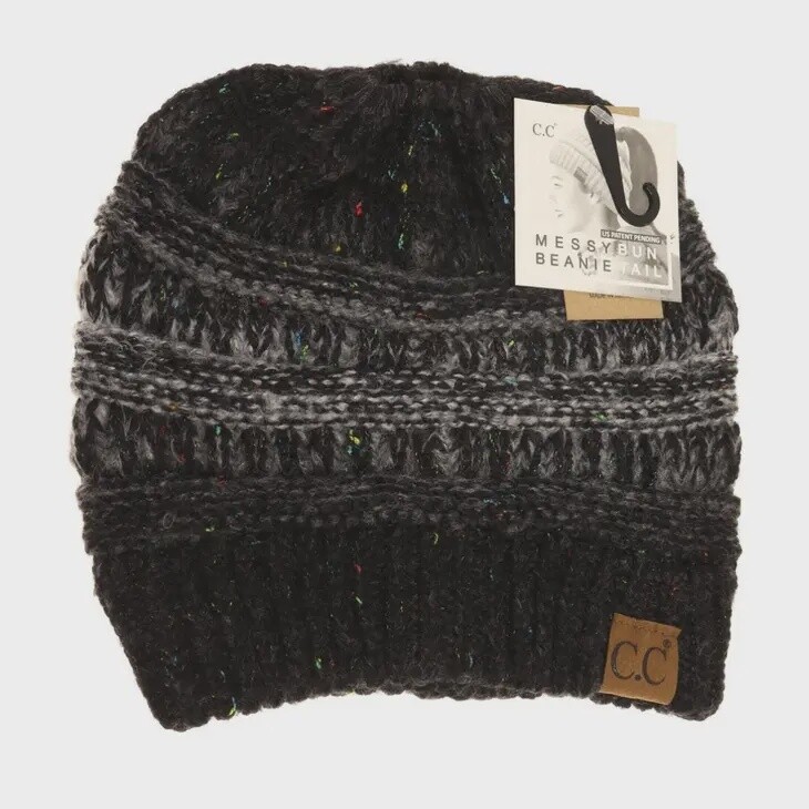 Flecked Ombre Cc Beanie Tail, Colour: Black