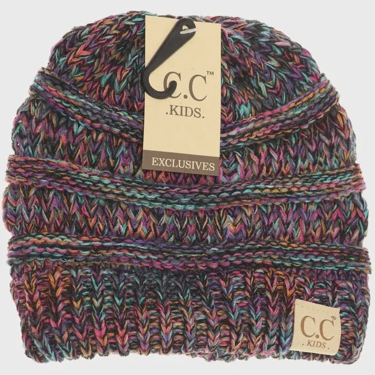 Kids Four-Tone Cc Beanies, Colour: Black