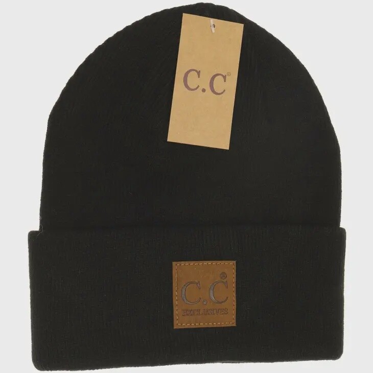 Unisex Classic Oversized Logo Cc Beanie, Colour: Black