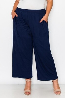 Extended Plus PALAZZO WITH ELASTIC WAISTBAND AND POCKETS