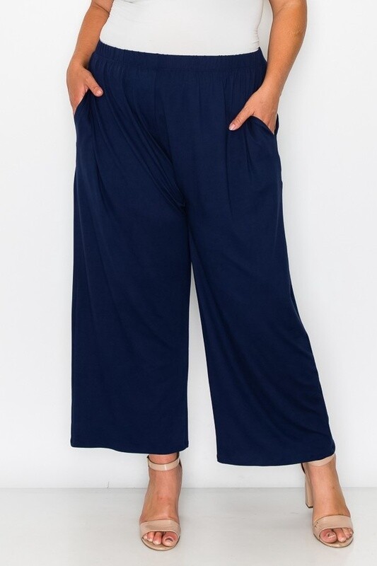Extended Plus PALAZZO WITH ELASTIC WAISTBAND AND POCKETS