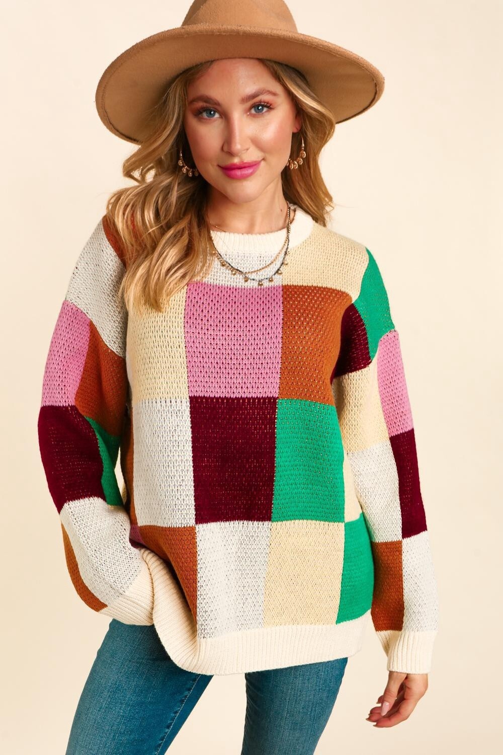 PLUS LONG SLEEVE OVERSIZED PULLOVER SWEATER, Size: 1X