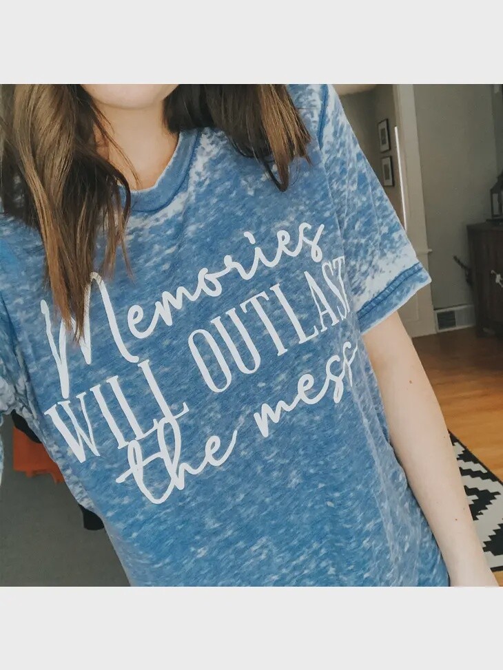Memories Will Outlast the Mess Acid Wash Tee, Size: Small