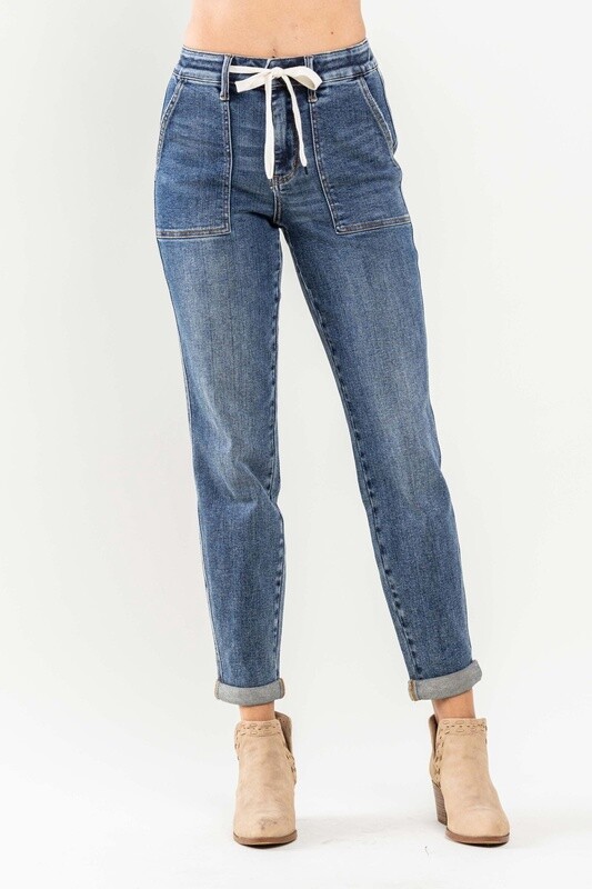 Plus Elastic Drawstring &amp; Cuffed Jogger