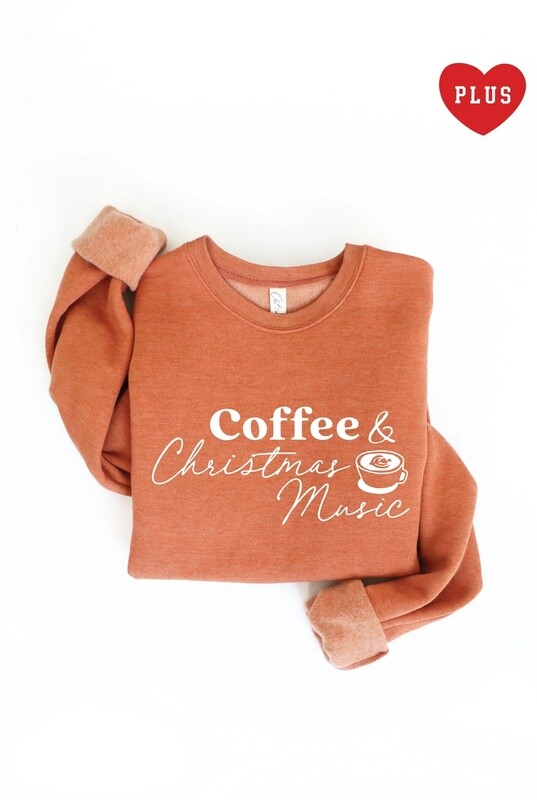 Plus Coffee &amp; Christmas Music Sweatshirt, Size: 2XL, Colour: Autumn Leaf