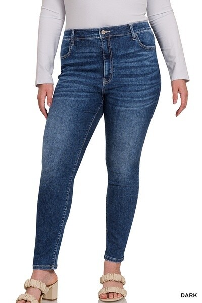 PLUS HIGH WAIST SKINNY JEGGING JEANS, Size: 34, Colour: Dark