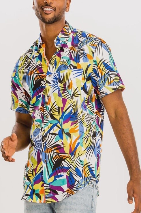 Men&#39;s Short Sleeve Hawiian Button Down, Size: Small, Colour: Colorful