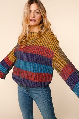 Multicolor Stripe Color Block Sweater