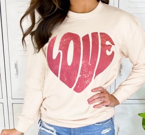 Distressed Love Heart Sweatshirt, Size: Small