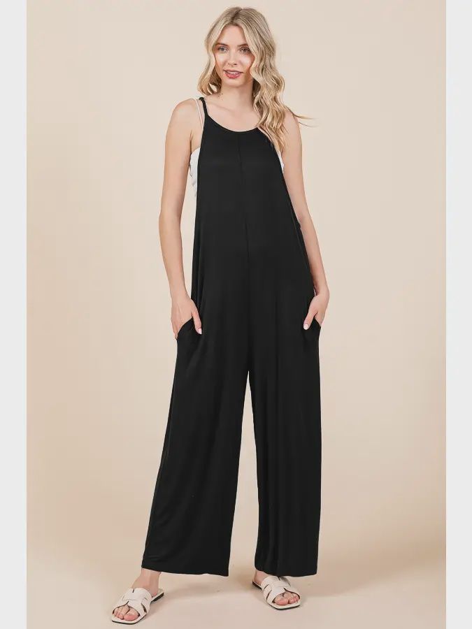 Plus Relax Fit Wide Leg Jumpsuit, Size: 1X, Colour: Black