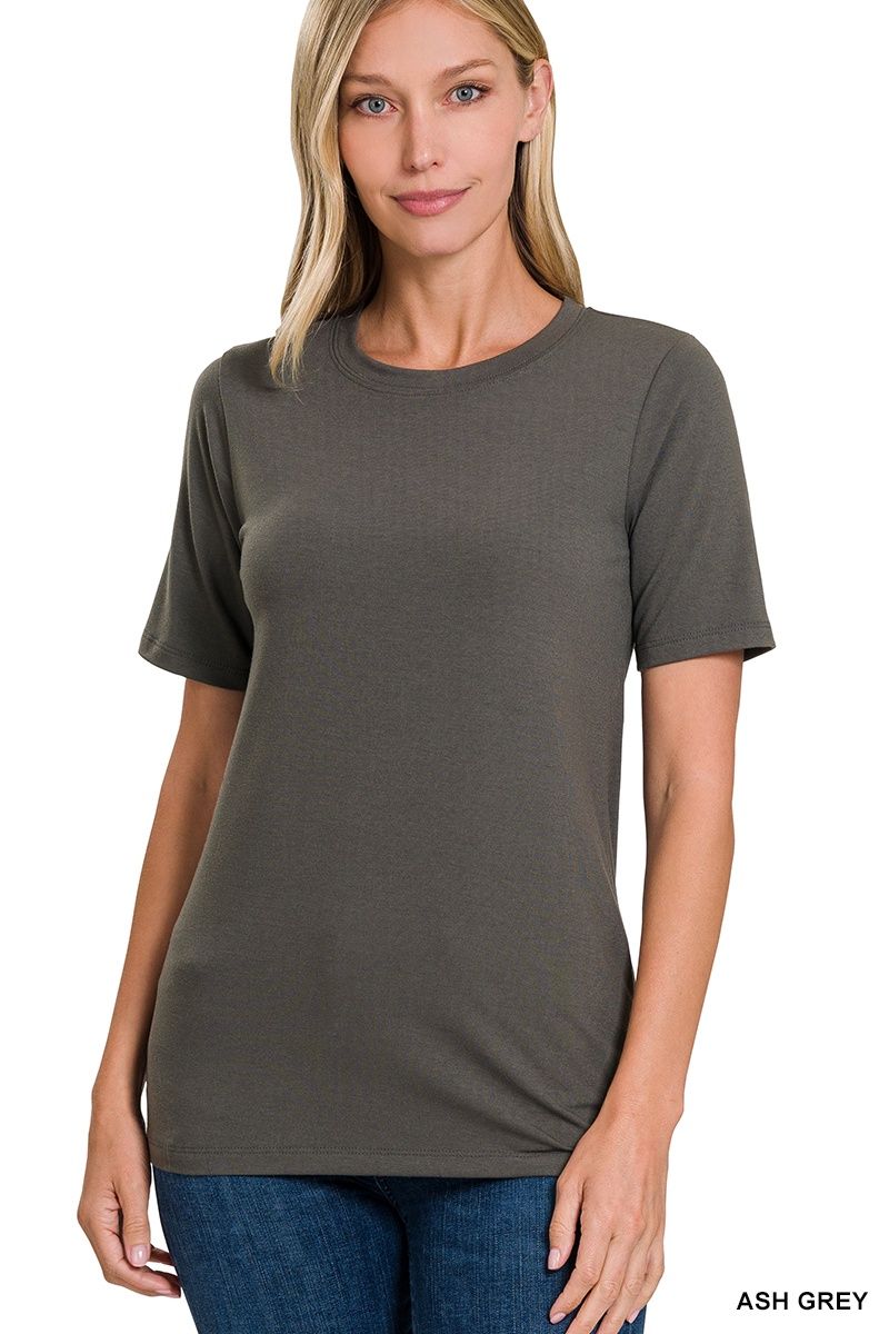 SHORT SLEEVE ROUND NECK TEE, Size: Small, Colour: Ash Grey