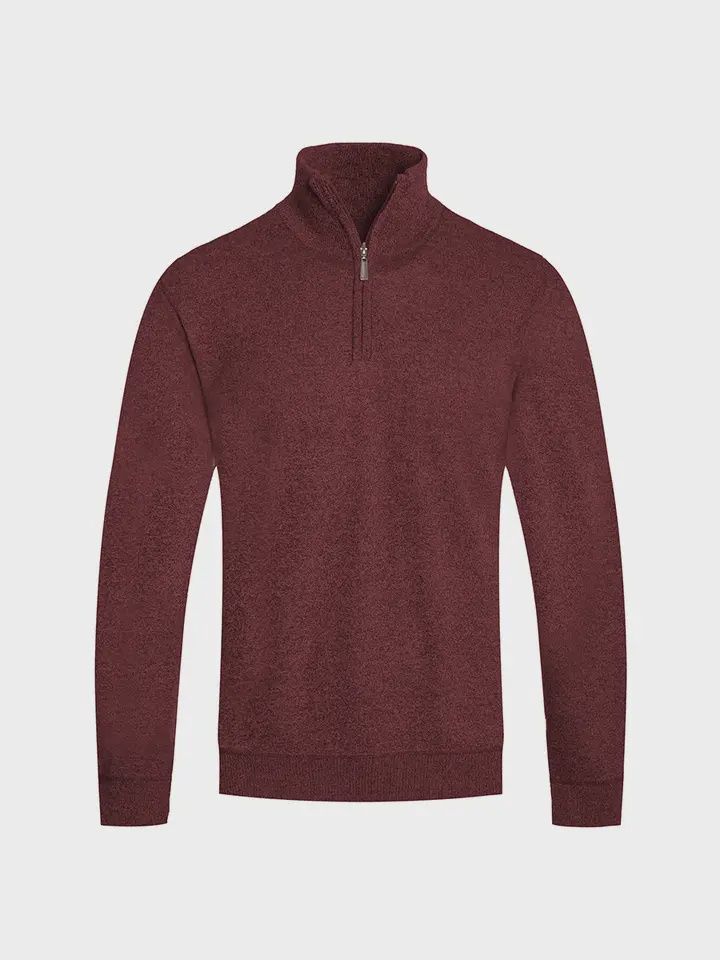 Men&#39;s 1/4 Zip Sweater, Colour: Maroon, Size: Medium