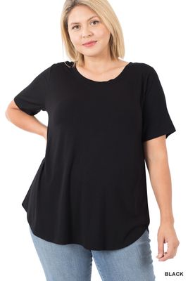 PLUS SHORT SLEEVE ROUND NECK TOP