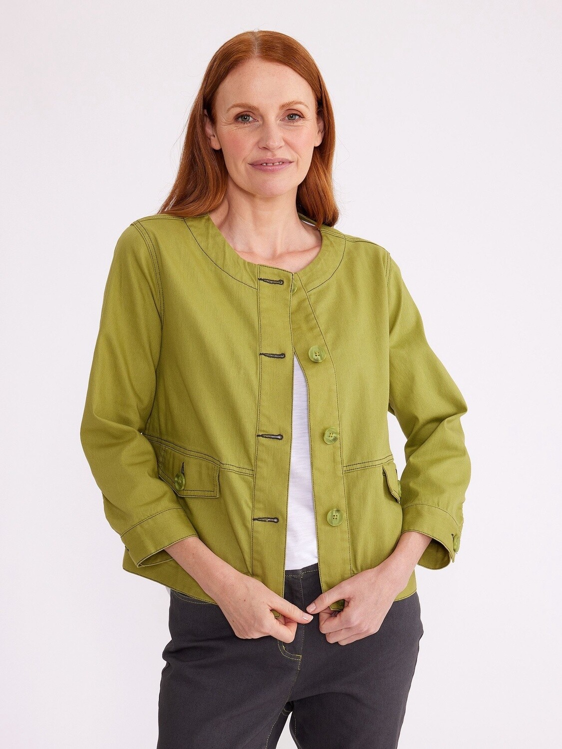 Yarra Trail Buttoned Jacket Olivine, Size: 12