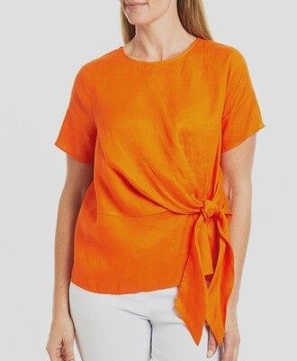 Ping Pong Knot Front Linen Top Orange