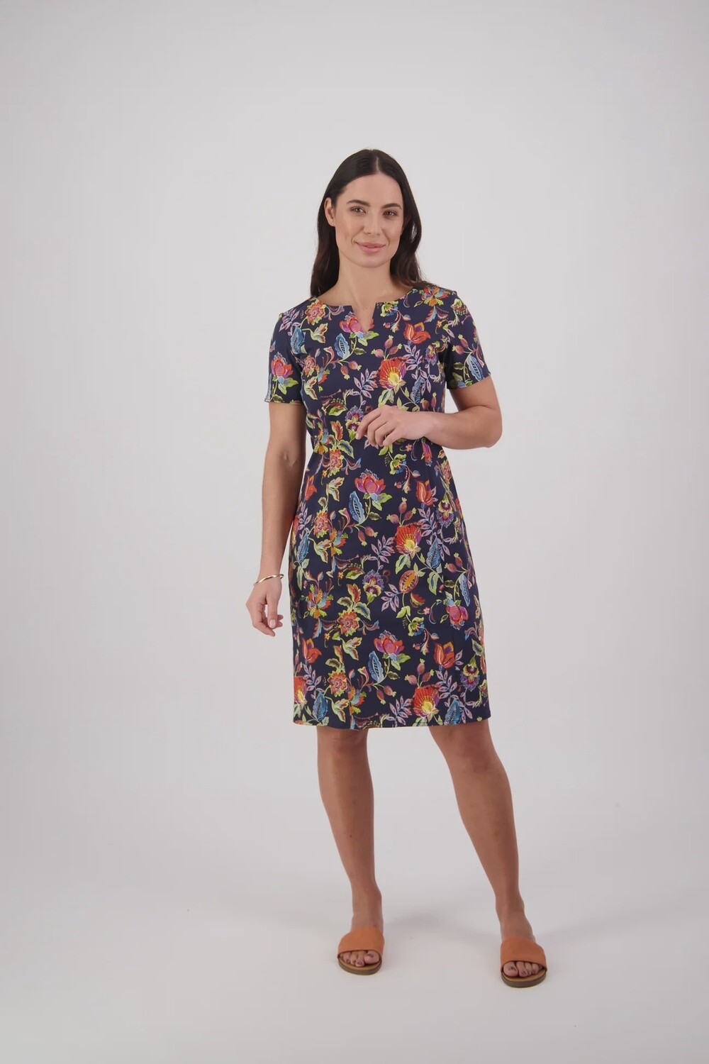 Vassalli Printed Lightweight Fitted Dress with Short Sleeve Brazil, Size: 8