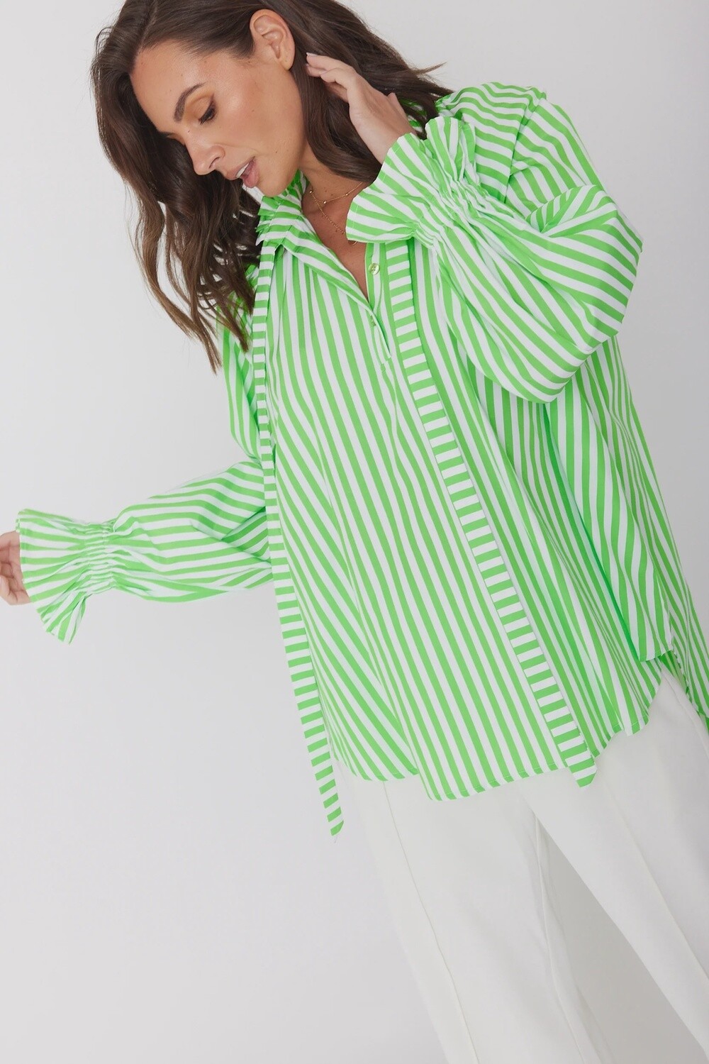 Alexandra Danill Lime Stripe Shirt