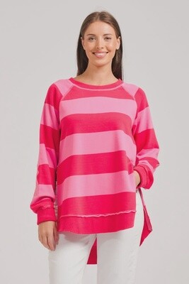 Est 1971 Curved Zipside Sweatshirt red/hot pink