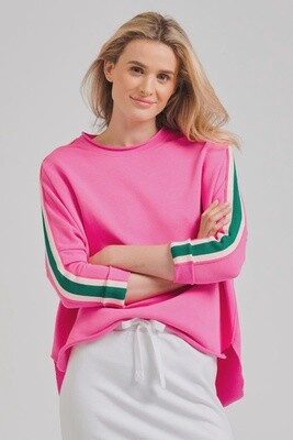 Est 1971 Raw Tape Long Sleeved Sweatshirt Hot Pink