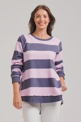 Est 1971 Curved Zipside Sweatshirt Old Navy & Powder Pink