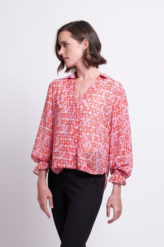 Foil Gala Twist Blouse Lava Pink