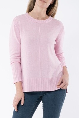 Jump Seamed Crew Pullover Sheer Pink