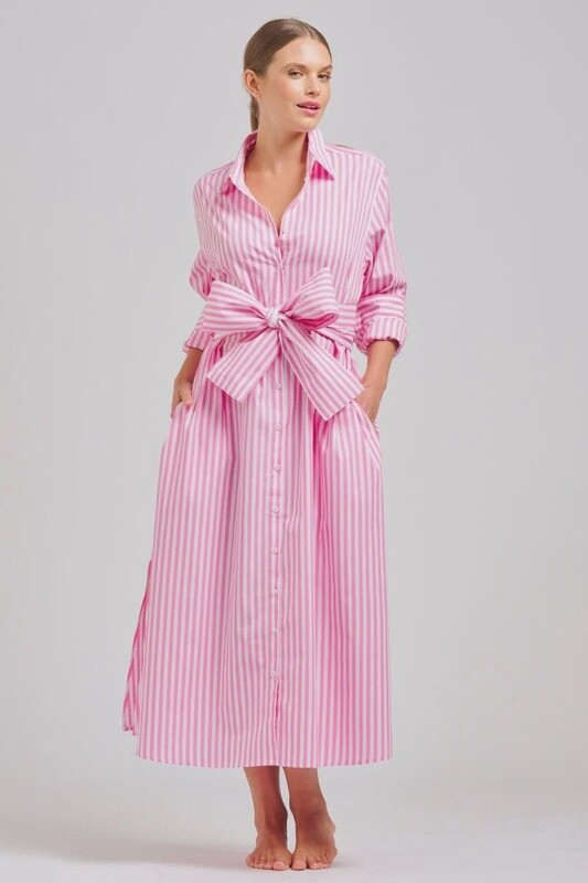 Shirty Luna Oversized Dress Pink &amp; White Stripe