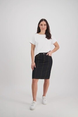 Vassalli Black Denim Contrast Stitch skirt