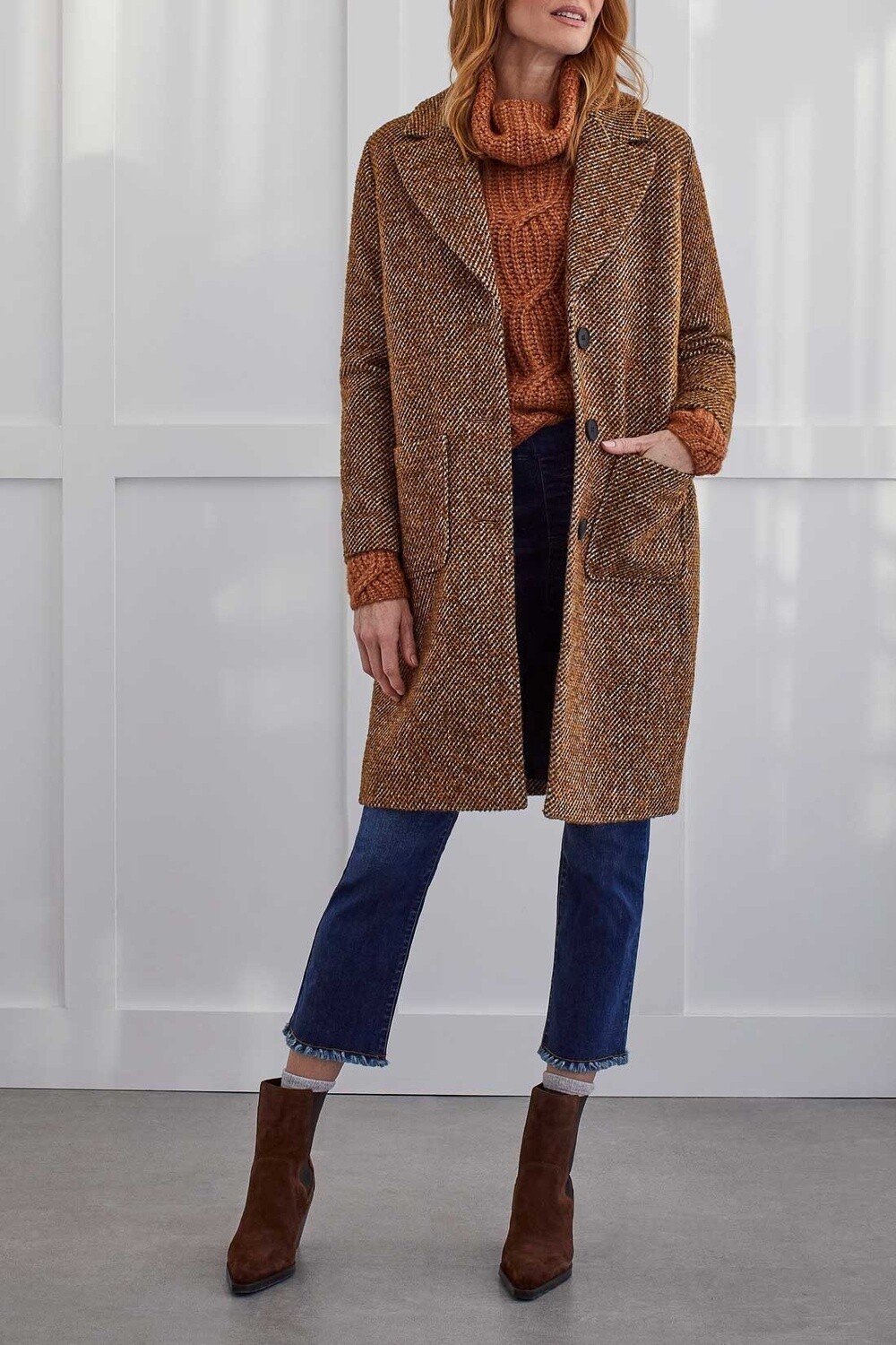 Tribal Lined Duster Coat Mocha