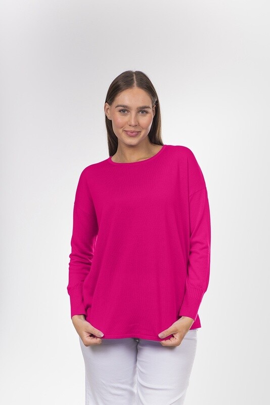 Fields Varigated Rib Cuff Pullover Fuchsia