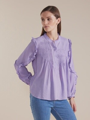 Marco Polo Lapped Ruffle Sleeve Shirt Lilac