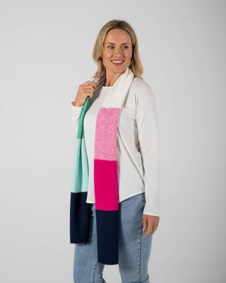 See Saw Recyled Poly Blend Block Stripe Scarf
