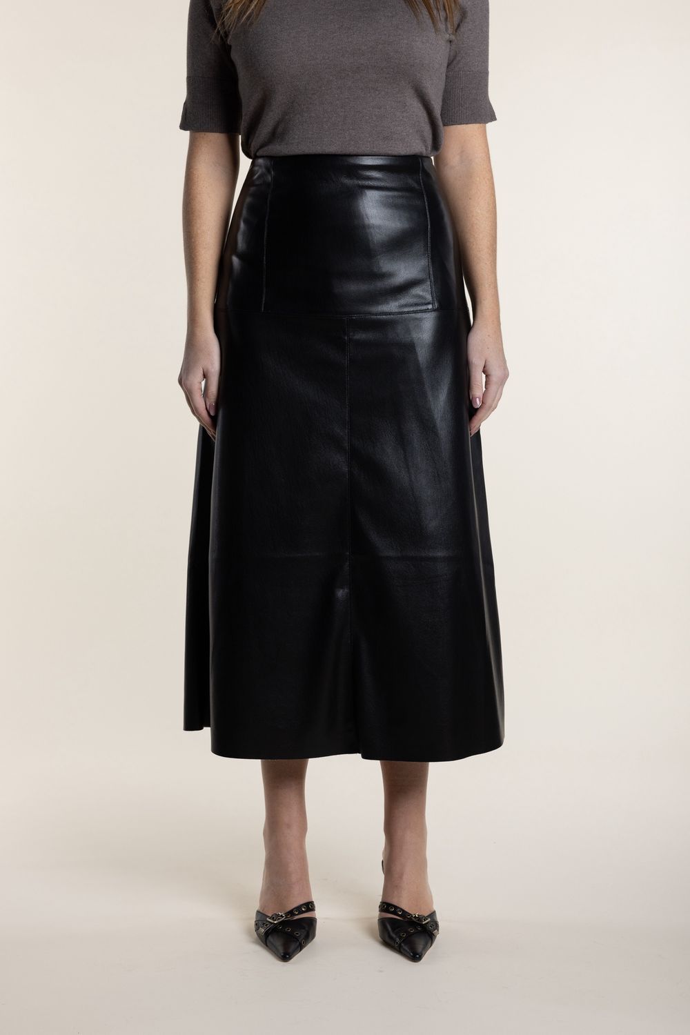 Two T&#39;s Faux Leather Skirt Black