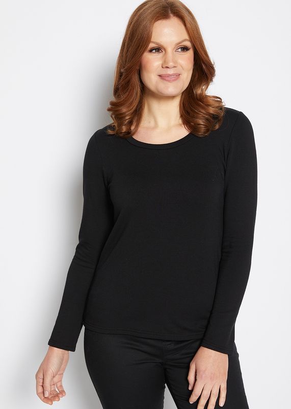 Philosophy L/S Warm Crew Top Brushed Black