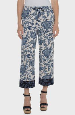 Liverpool Pull On Wide Leg with Stripe Galaxy Floral Print
