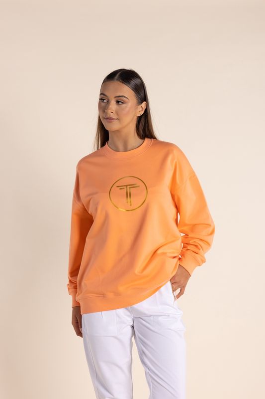 Two T&#39;s Oversized Sweat W/Metallic Logo Mandarine