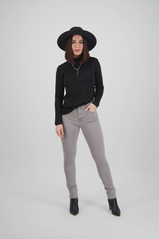 Vassalli Skinny Leg F/L Basket Weave Pocket Jean Light Grey