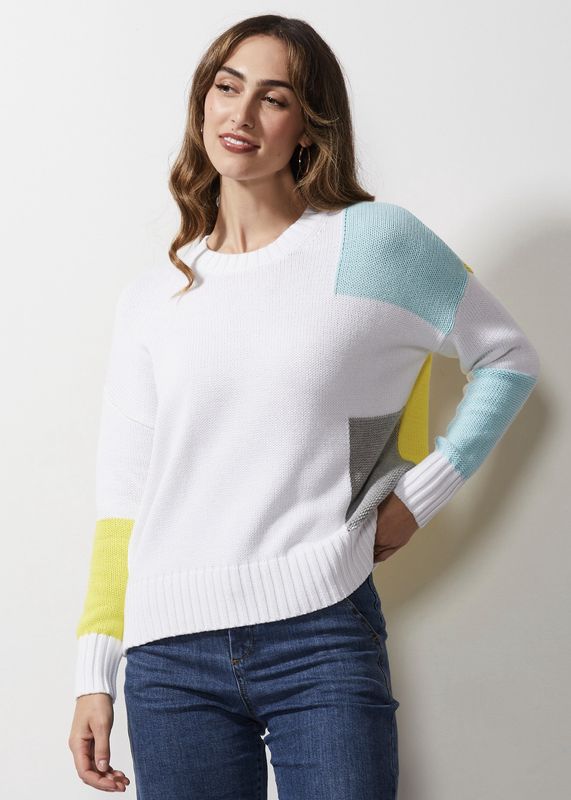 LD + Co Intarsia Trim Jumper White