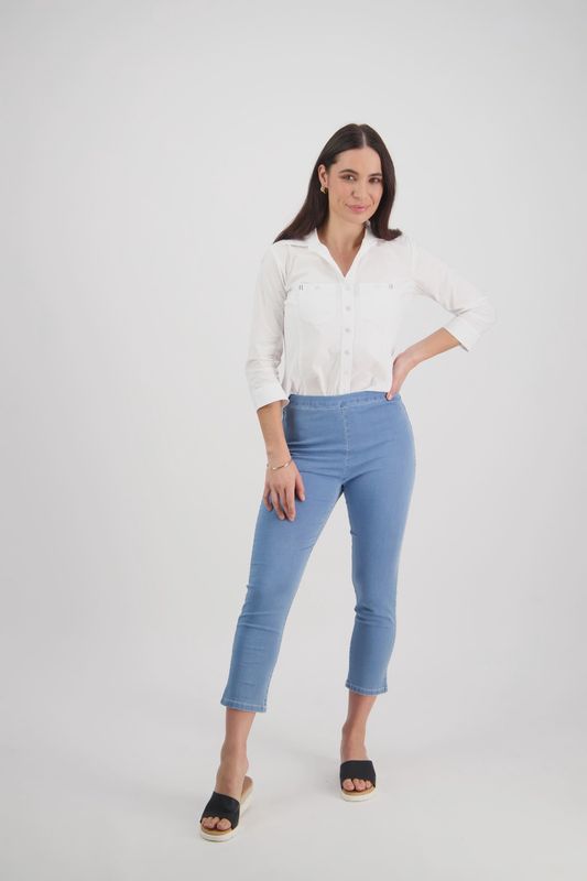 Vassalli Skinny Leg 7/8 Denim Pull On Ice 271