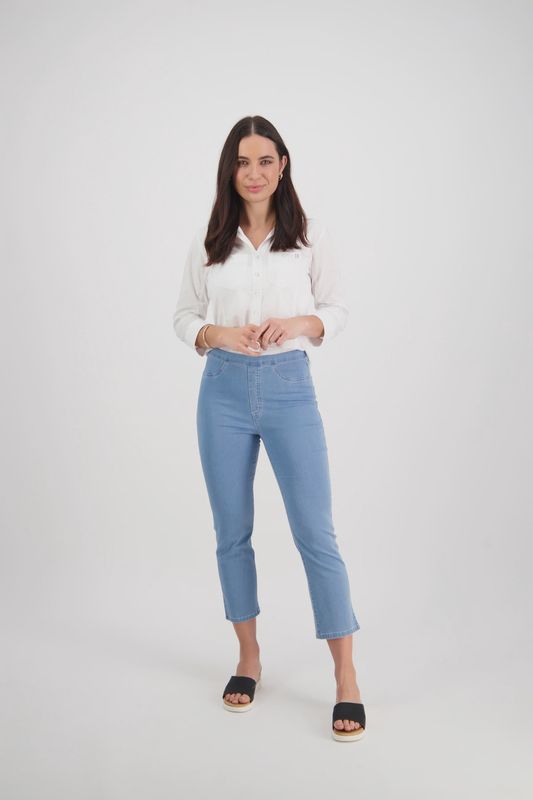 Vassalli Slim Leg 7/8 Lightweight Denim Pull On Ice