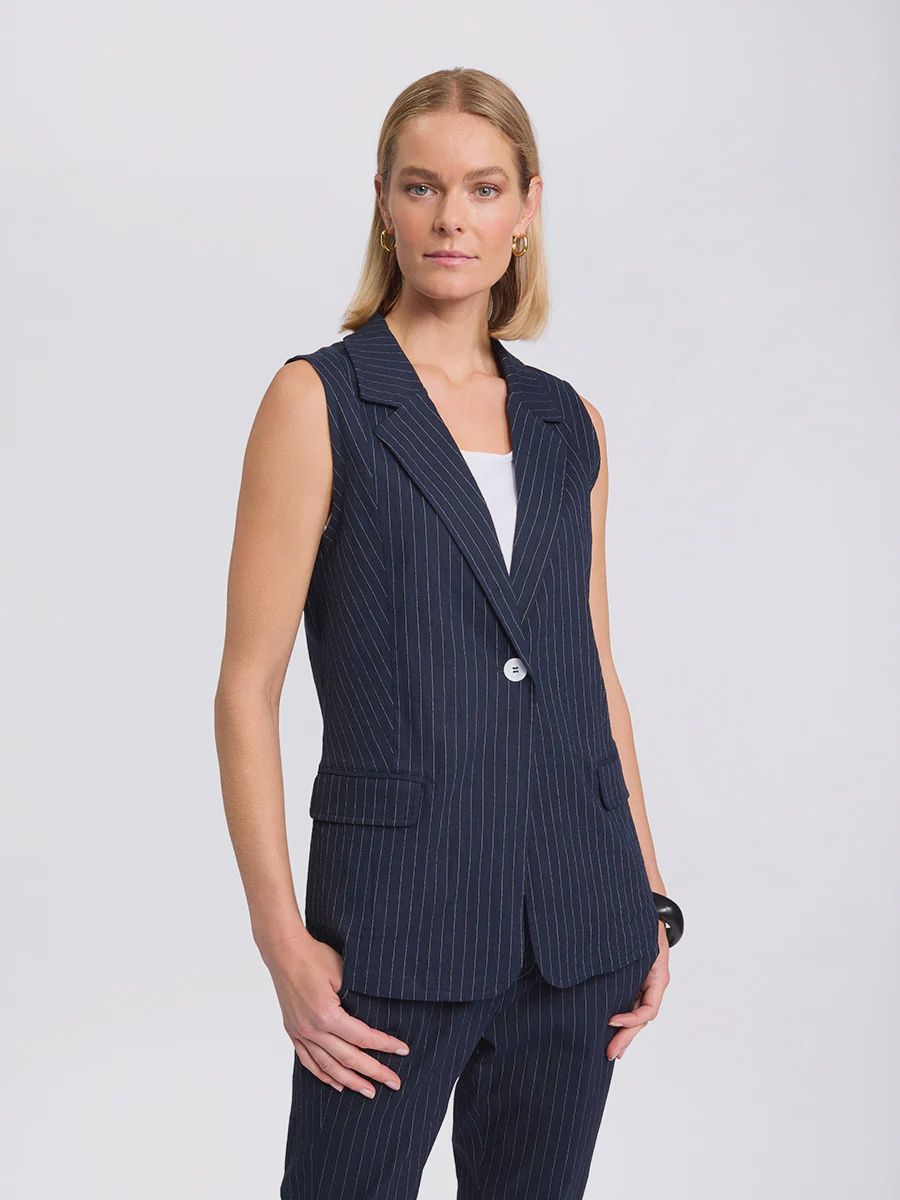 Marco Polo Pinstripe Vest Navy
