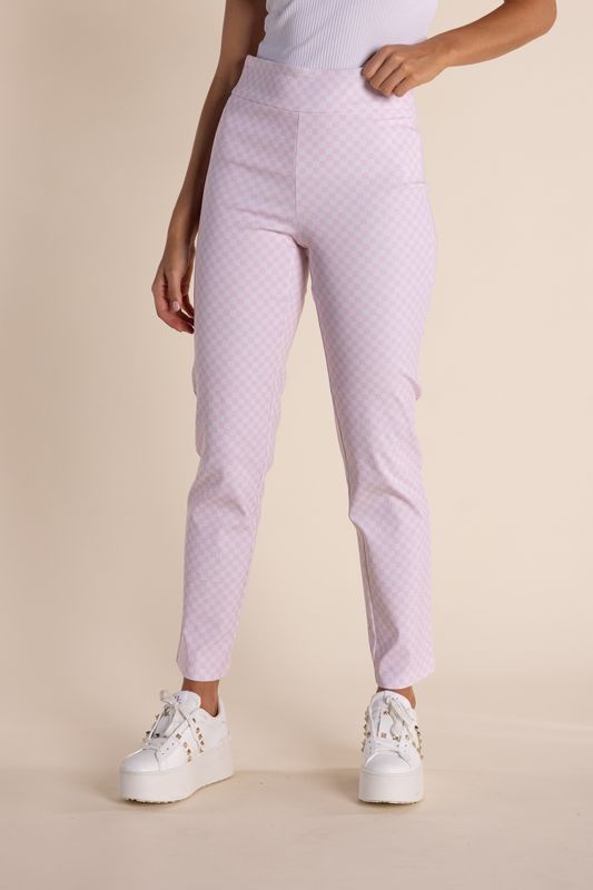 Two T&#39;s 7/8 Gingham Pull on Pant Pink Rose/ White