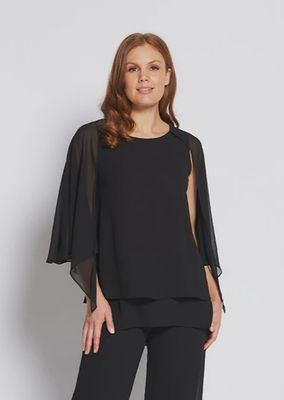 Philosophy Cape multiwear chiffon blouse in Black