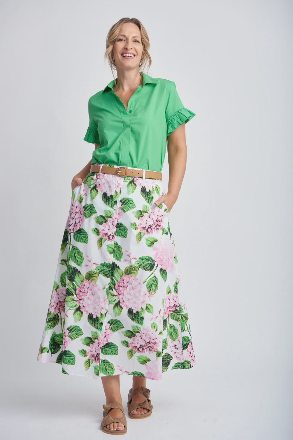 Goondiwindi Hydrangea Print Skirt