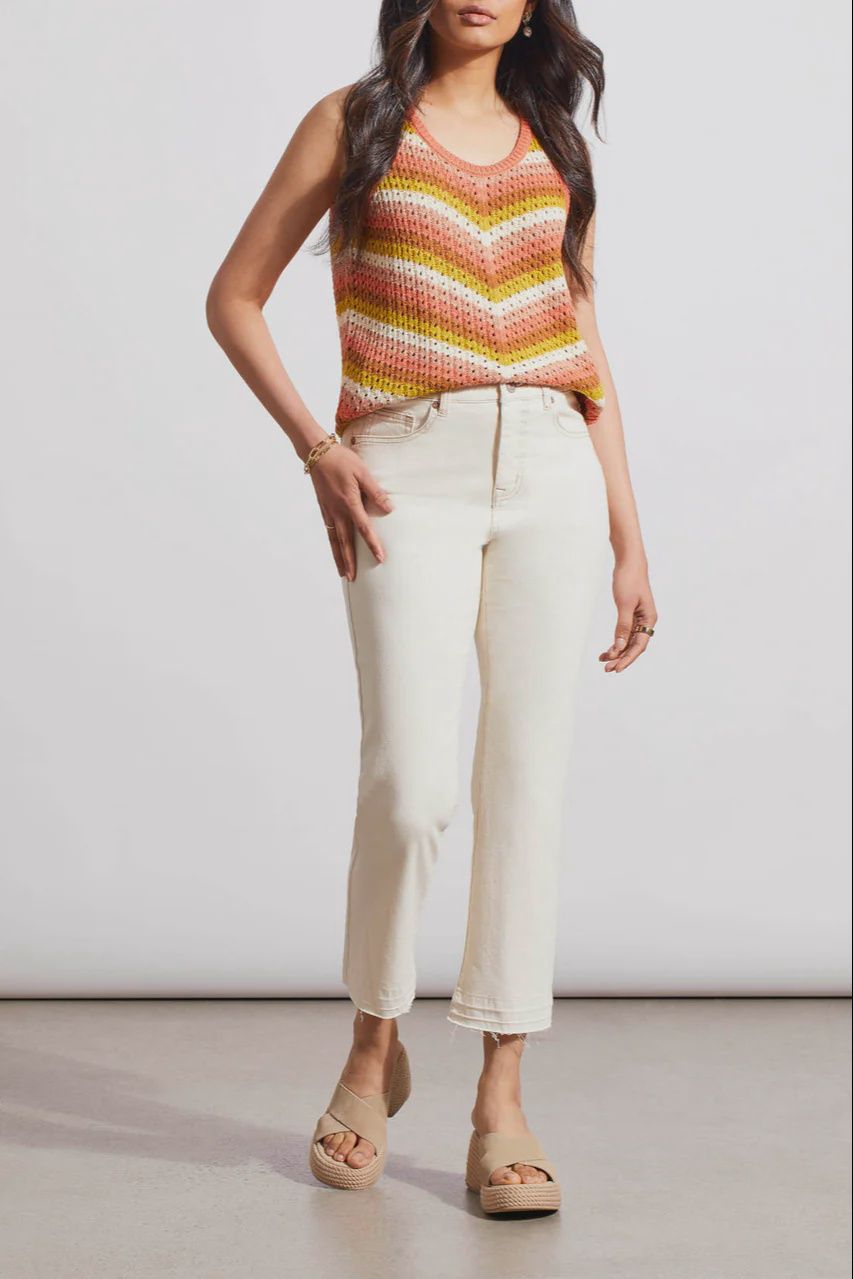 Tribal Sophia Micro Flare Crop Jeans Ecru
