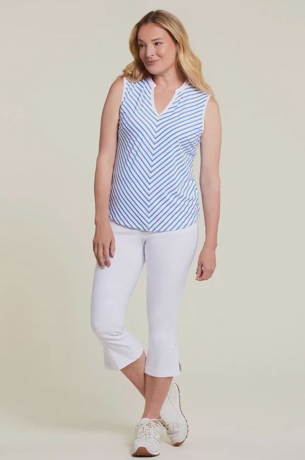 Tribal Flatten It Pull On Capri White