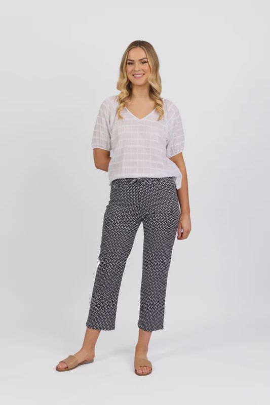 Vassalli Printed Lightweight Slim Leg 7/8 Pant with Fly Nori