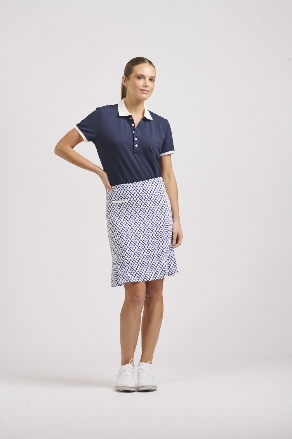 Club Barwon Skort French Navy Trellis